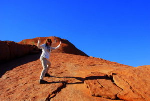 Tammy is excited to have finished the climb.
