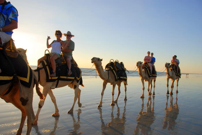 Cable Beach is famous for its camel rides.