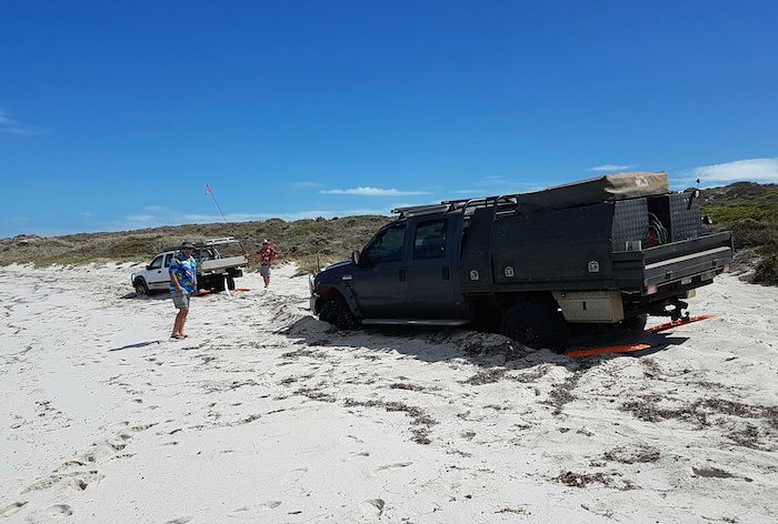 Two vehicles bogged on Horrocks Beach, 50 km north of Geraldton.