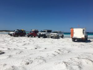 Vehicles at Bremer Bay beach.