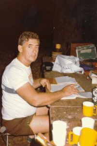 Ted works on the diary notes.