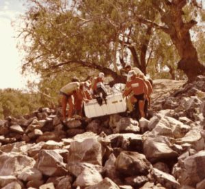 Portaging Menindee town weir.