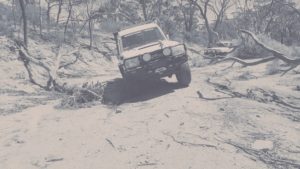Driving up a creekbed
