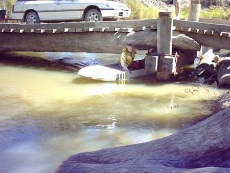 Greg takes his rig under the bridge over the Mullaroo Creek.