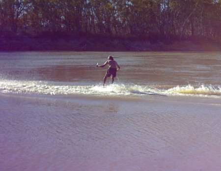 Ian shows his prowess on the boogie board.