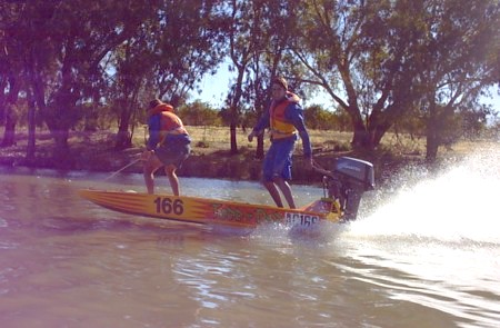 Ian and Todd fooling around on the Darling River.