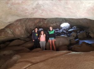 Penny, Lucy and Abbey inside Mulkas Cave.