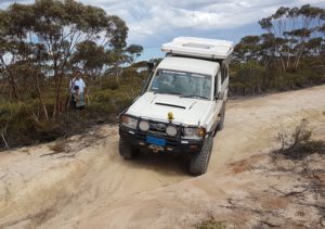 Mushy attempting to take his Troopy across a ditch.