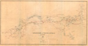 Map of Explorations in WA by explorer/surveyor C.C. Hunt.