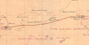 Map of Hunt's Track from Yerdanie to Gnarlbine.