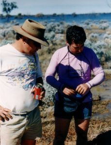 Kim and David discussing strategy on how to find Ponton Creek.