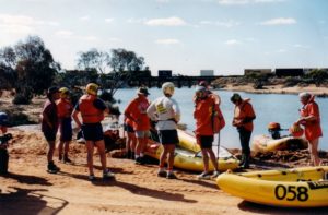 This combination of power dinghies on a full Ponton Creek with a train in the background is a sight unlikely to ever be repeated.