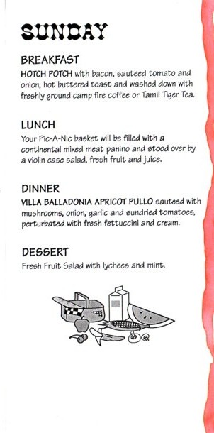Desert Diner menu.