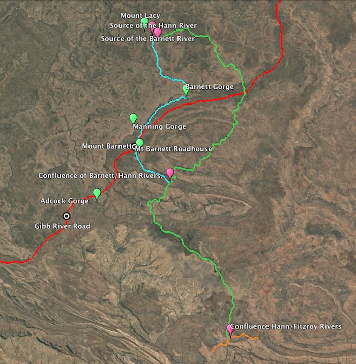 Hann River and surrounding rivers and gorges.