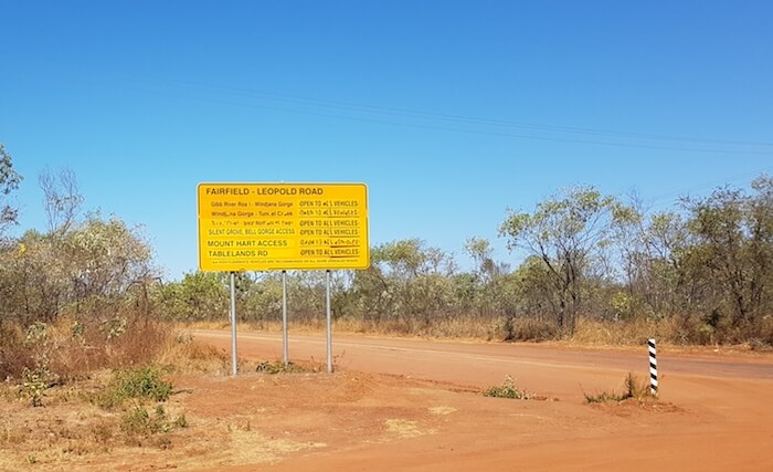 Advisory sign at the Derby end of the Gibb River Road.