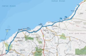 Cave Creek to Port Smith along North West Coastal Highway and Great Northern Highway.