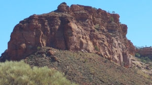 Eroded battlement on the eastern side of the Kennedy Ranges.