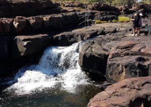 Mike and Sue at the King Edward River waterfall.