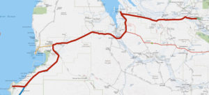 Port Smith to Windjana along Great Northern Highway, Derby Highway and the Gibb River Road.