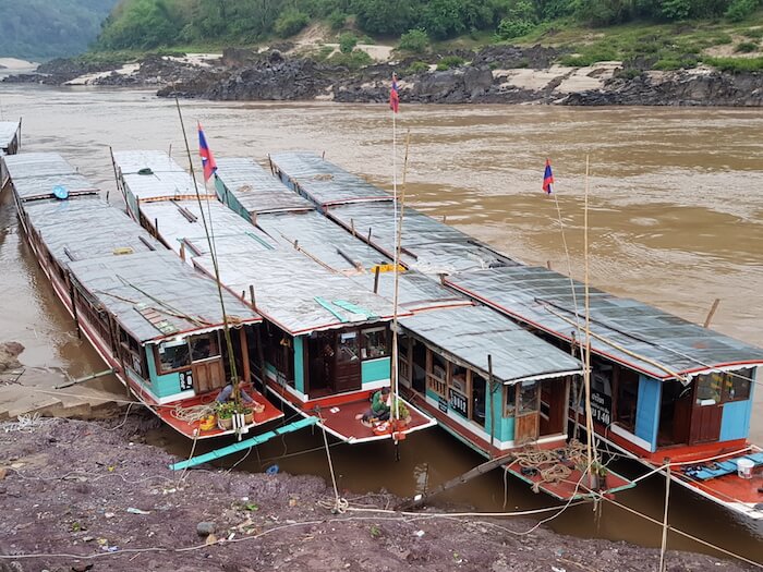 Houseboats berthed at Pak Beng.