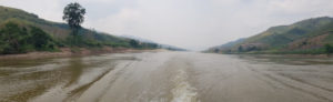 Looking back upriver. The Mekong is somewhere between 4350 km and 4909 km in length depending on who is telling the story. It is either the 8th or 12th longest river in the world.