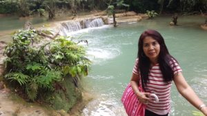 As the water cascades over the waterfall and makes it’s way along the watercourse it flow over limestone rocks picking up calcium carbonate particles that reflect that portion of the visible light spectrum that appears as stunning turquoise blue green.