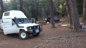 Steve's campervan at Nanga Campground with Joe's GQ and Eugene's Surf in the background.