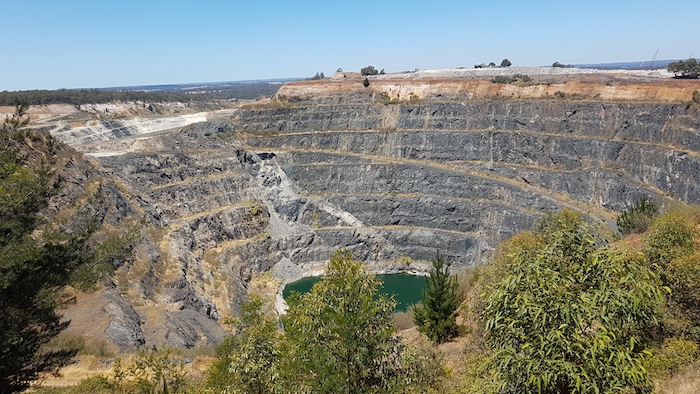 The disused open cut at Greenbushes. The lithium pits are behind this pit.