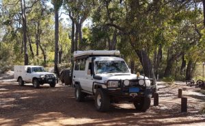 Mushy's Troopy and Kim's Patrol at Lake Unicup.