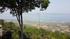 View over lake from the summit at Nam Phong National Park.