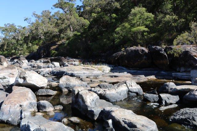 Low water level in the Frankland River at Circular Pool.