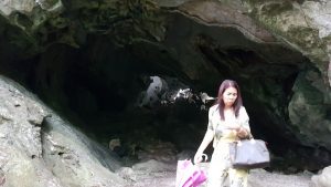 Tassy is not sure about entering the cave.