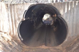Pipe under a crossing.
