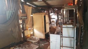 Inside is a mess.