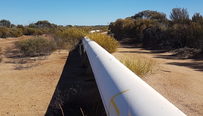 A section of Mundaring-Kalgoorlie pipeline at Karalee.