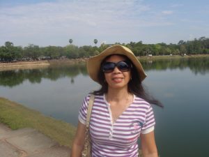 Tassy at Angkor Wat moat.