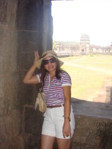 Tassy inside Angkor Wat.
