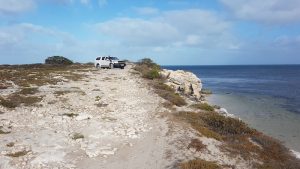 Greg's Colorado on the cliff top track three kilometres south of Leeman.