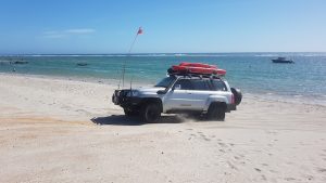 Aaron leaving Horrocks Beach in his Patrol.