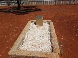 Grave of R.J. Holland, goldfields pioneer whose team pushed through a track from Broomehill to Coolgardie over a five month period. It is now known as the Holland Track
