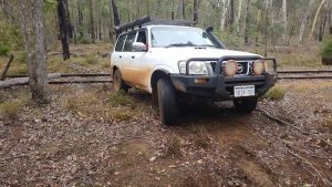 Mike drives his Patrol to the side track