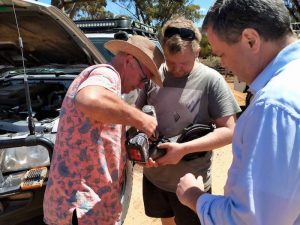 Scott, Corey and Aaron trying to rectify the issue with Aaron’s Patrol.