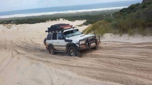 Stuart drives his ‘Cruiser up Yeagarup Hill.