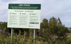 A realistic sign on Murray Road after the bitumen ends.