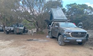 Greg and Aaron's setup at Starvation Bay Campground.