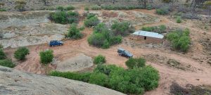 The restored homestead from the top of Booanya Rock.