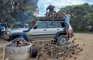 Offloading firewood at Starvation Boat Harbour campground.