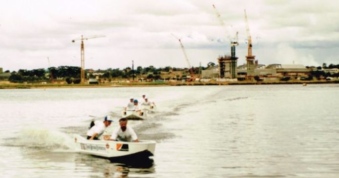Expedition boats at Burswood just before departure.