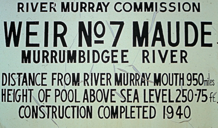 Sign at Maude Weir.