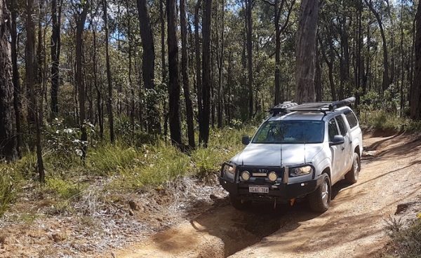 Nick and Fiona in the their Hilux, Dardanup Conservation Park.